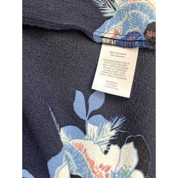 Halogen Navy Blue Floral Ruched Midi Dress M - Picture 16 of 16